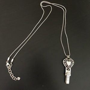 Silver Brighton ID badge clip heart necklace